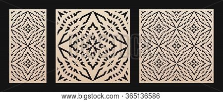 Laser Cut Pattern. Vector Stencil With Abstract Geometric Grid, Ornament In Asian Style. Decorative 