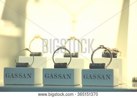Amsterdam Schiphol Airport, The Netherlands - April 14th 2018: Diamond Engagement Rings And Other Je