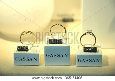 Amsterdam Schiphol Airport, The Netherlands - April 14th 2018: Diamond Engagement Rings And Other Je