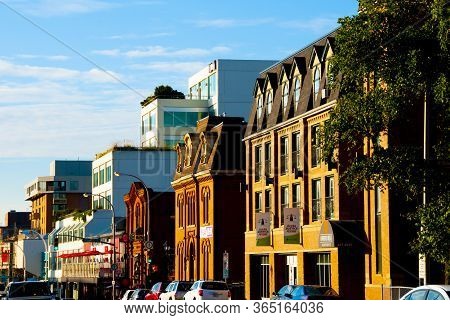 Halifax, Canada - August 13, 2016: Commercial Buildings On Brunswick Street In Front Of The Halifax 