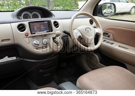 Novosibirsk/ Russia - May 02 2020: Toyota Sienta, Close-up Of The Dashboard, Player, Steering Wheel,