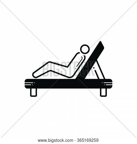 Black Solid Icon For Resting Chair Repose Slumber Lie Back Relax