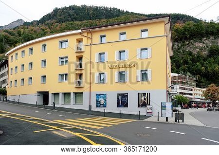 Vaduz, Liechtenstein - October 2019: Urban Street Views In Downtown Vaduz, The Capital City Of Liech