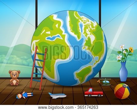 A Big Globe With Toys In The Room
