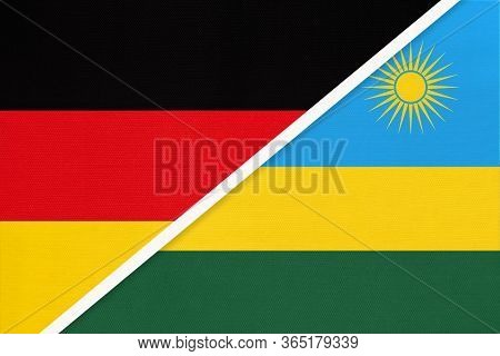 Federal Republic Of Germany Vs Rwanda Or Ruanda, Symbol Of Two National Flags From Textile. Relation