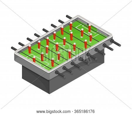 Table For Football Or Foosball With Figures As Tabletop Game Vector Illustration