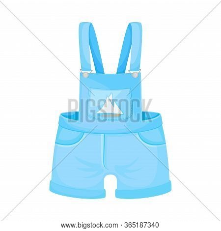 Jeans Shortalls With Side Pockets As Clothes For Boys Vector Illustration