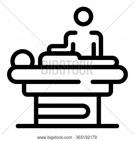 Masseur Over A Patient Icon. Outline Masseur Over A Patient Vector Icon For Web Design Isolated On W