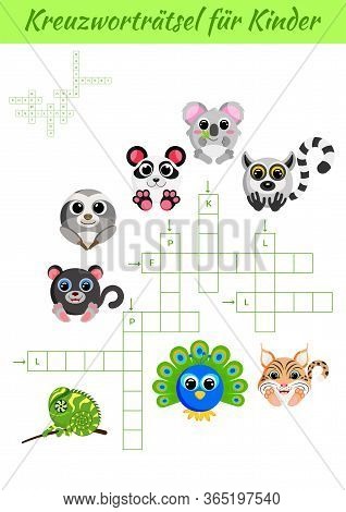Kreuzworträtsel Für Kinder - Crossword For Kids. Crossword Game With Pictures. Kids Activity Workshe