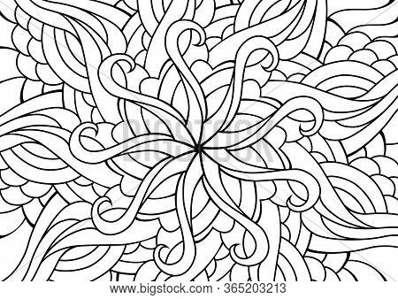 Zen Doodle Coloring Page. Indian Paisley Style Illustration. Zentangle Inspired Artwork. Henna Mehnd