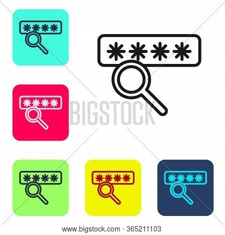 Black Line Password Protection And Safety Access Icon Isolated On White Background. Security, Safety