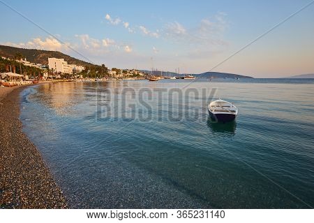 View Of The Gumusluk Bodrum Marina, Sailing Boats And Yachts In Bodrum Town, City Of Turkey. Shore A