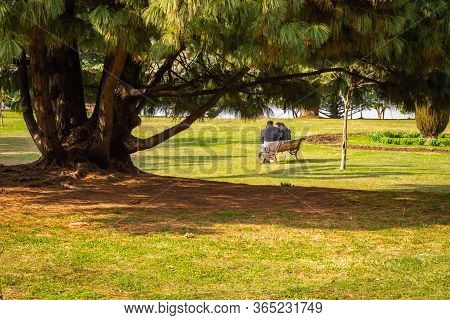 A Couple Sitting In A Public Park In Srinagar, Kashmir. A Different Perspective. Romance In Park