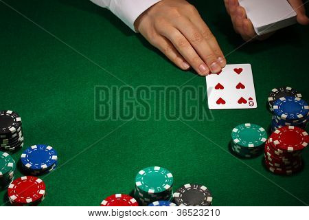 Yeşil tablo Poker ayarı