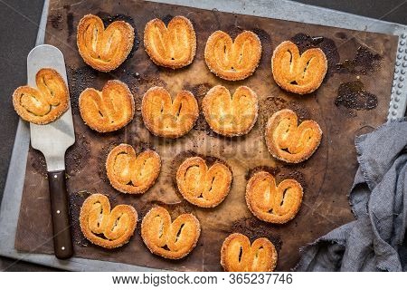 Palmier, Elephant Ear Cookies On The Baking Tray