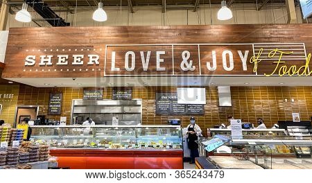 Orlando,fl/usa -5/3/20:  The Deli Counter Of A Whole Foods Market Grocery Store With Colorful Sliced