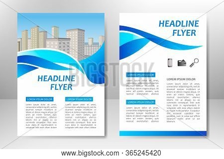 Blue Vector Template Design For Business Brochure, Flyer, Poster, Booklet, Presentation, Annual Repo