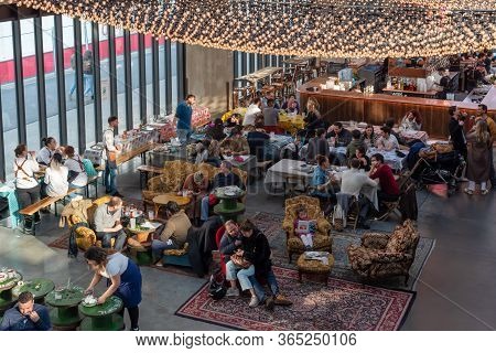 Paris, France - April 15, 2019 : People In La Felicita Italian Bar-restaurant - Big Mama Concept - I
