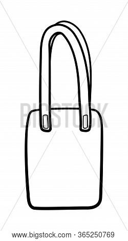 Outline Style Textile Ecobag Isolated Illustration On White Background