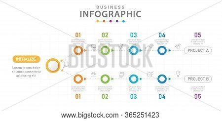 Infographic Vector Template For Business. 6 Steps Modern Timeline Diagram With Project Planner.