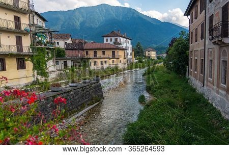 Feltre, Italy - August 11, 2019: Street View Of The Feltre Town In The Province Of Belluno In Veneto