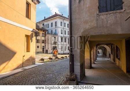 Feltre, Italy - August 11, 2019: Street View Of The Feltre Town In The Province Of Belluno In Veneto