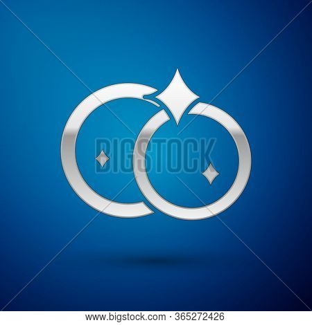 Silver Washing Dishes Icon Isolated On Blue Background. Cleaning Dishes Icon. Dishwasher Sign. Clean