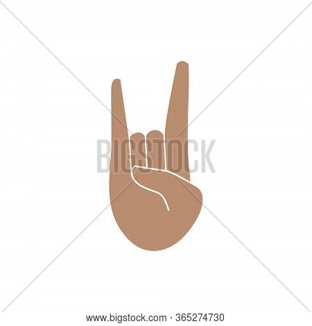 Hands Gesture Emoji, Sign Of The Horns, Rocker Symbol. Isolated Vector Illustration
