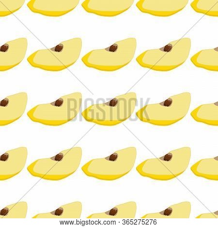 Illustration On Theme Big Colored Seamless Quince, Bright Fruit Pattern For Seal. Fruit Pattern Cons