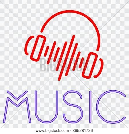 Music Word With Red Color Head Set
