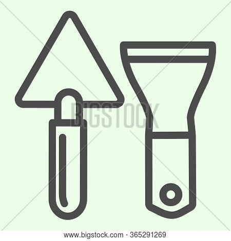 Building Spatula Line Icon. Trowel And Putty Knife Or Scraper Outline Style Pictogram On White Backg