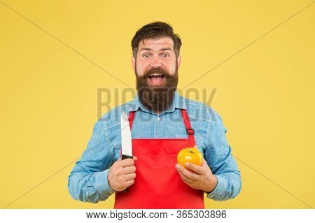 Fresh Salad Recipe. Mature Man Hold Knife And Vegetable. Safe Cutting. Cutting Veggies. Ultimate Lis