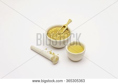 Tahini With Sesame Seeds Isolated On White Background