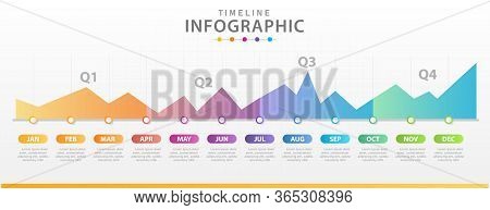 Infographic Template For Business. Modern Timeline Diagram Calendar 2019 With Quarters, Presentation
