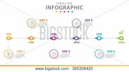Infographic Template For Business. 6 Steps Modern Timeline Diagram With Lines, Presentation Vector I