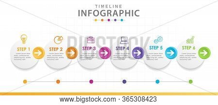 Infographic Template For Business. 6 Steps Modern Timeline Diagram With Circles, Presentation Vector