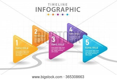 Infographic Template For Business. 5 Steps Modern Timeline Diagram With Arrows, Presentation Vector