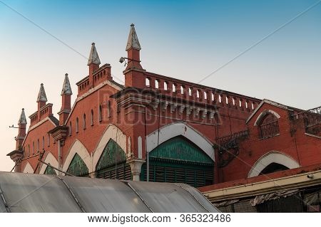 Kolkata, West Bengal, India - 29th December 2019 : Red Brick Wall Of Sir Stuart Hogg Market Or Hogg 