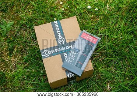 Paris, France - Apr 24, 2020: Single Parcel With Signage Logotype Of Contorion Shop, The Online Tool