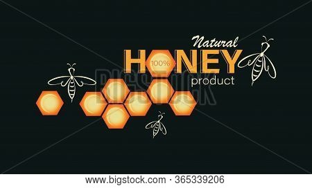 Swarm Bee, Honeycomb. Emblem, Label, Business Card. Linear Bee Logo, Honeycomb