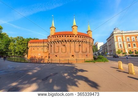 Krakow, Poland - June 18, 2019: Barbican Fortress Formerly Connected To City Walls