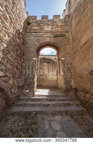 Capital Gate At Badajoz Alcazaba, Walled Citadel Of Almohade Era, 12th Century. Extremadura, Spain