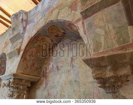 Demre, Antalya, Turkey - June 03, 2019: Colorful Frescoes In The Church Of St. Nicholas The Wonderwo