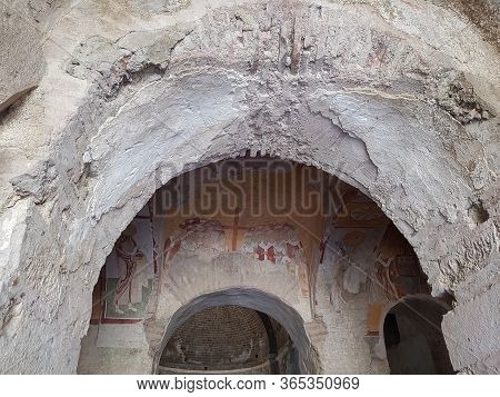 Demre, Antalya, Turkey - June 03, 2019: Colorful Frescoes In The Church Of St. Nicholas The Wonderwo