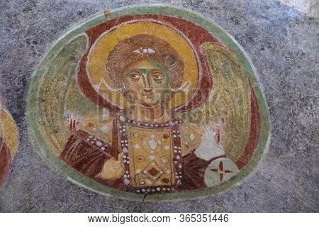 Demre, Antalya, Turkey - June 03, 2019: Colorful Frescoes In The Church Of St. Nicholas The Wonderwo