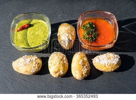 Red And Green Garlic Sauce For Canarian Potatoes