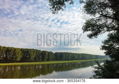 Dniester River In Moldova A Beautiful Landscape Of The River With A Blue Sky And Beautiful Clouds