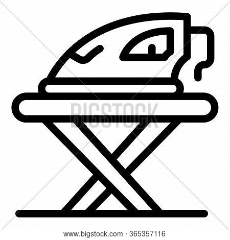 Ironing Board And Iron Icon. Outline Ironing Board And Iron Vector Icon For Web Design Isolated On W