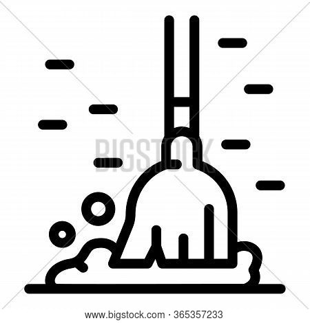 Broom And Dust Icon. Outline Broom And Dust Vector Icon For Web Design Isolated On White Background