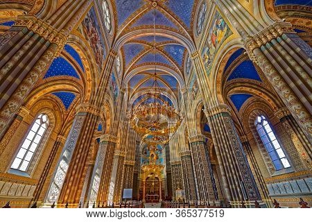 Djakovo, Croatia - October 5, 2017: Interior Of The Cathedral Of St. Peter In Djakovo Croatia.